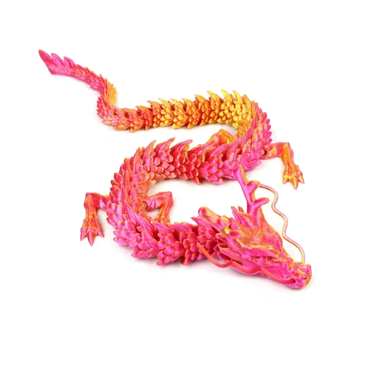 60cm Large Red Gradient 3D Printed Dragon Toy with Movable Joints, Realistic Articulated Dragon Model, Creative Desktop Table Decoration, Collectible Ornament & Holiday Present