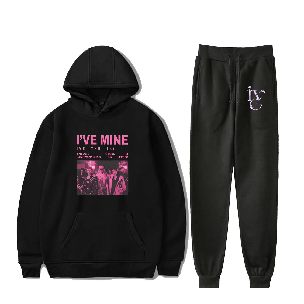 

Kpop IVE I'VE MINE Album 2024 The 1st World Tour Hoodie Jogger Pants Two Piece Set Sweatshirts+Sweatpants Men Women's Set