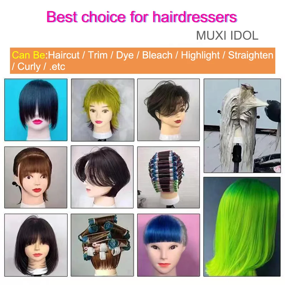 MUXI IDOL100% Human Hair Mannequin Heads Can Be Dyed Bleached Permed And Styled With For Hair Training Styling Solon Hairdresser