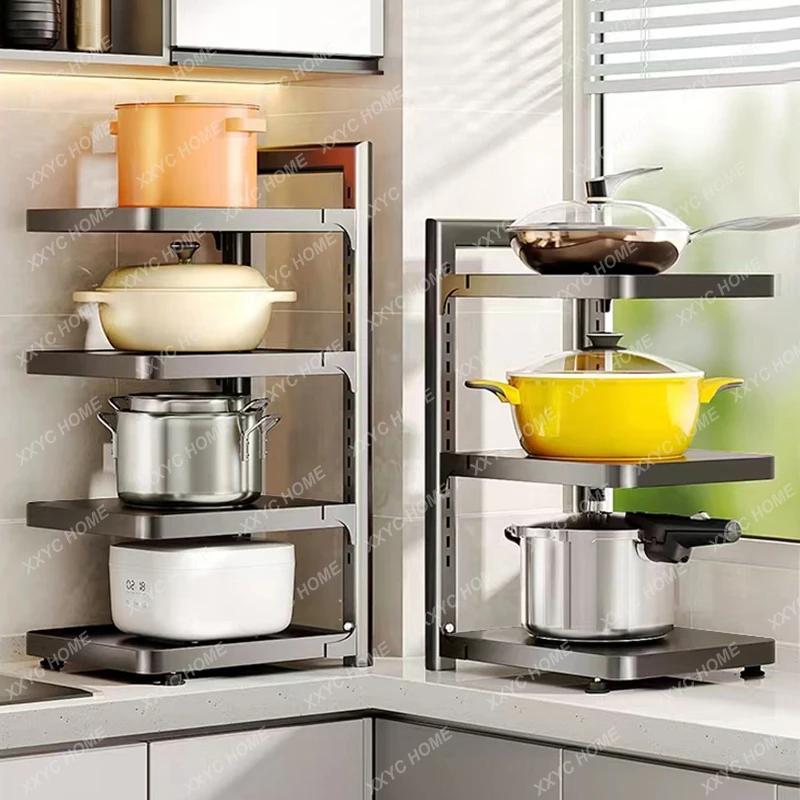 

Kitchen rack, cabinet layered lower sink, multi-layer universal pot storage rack in cabinet