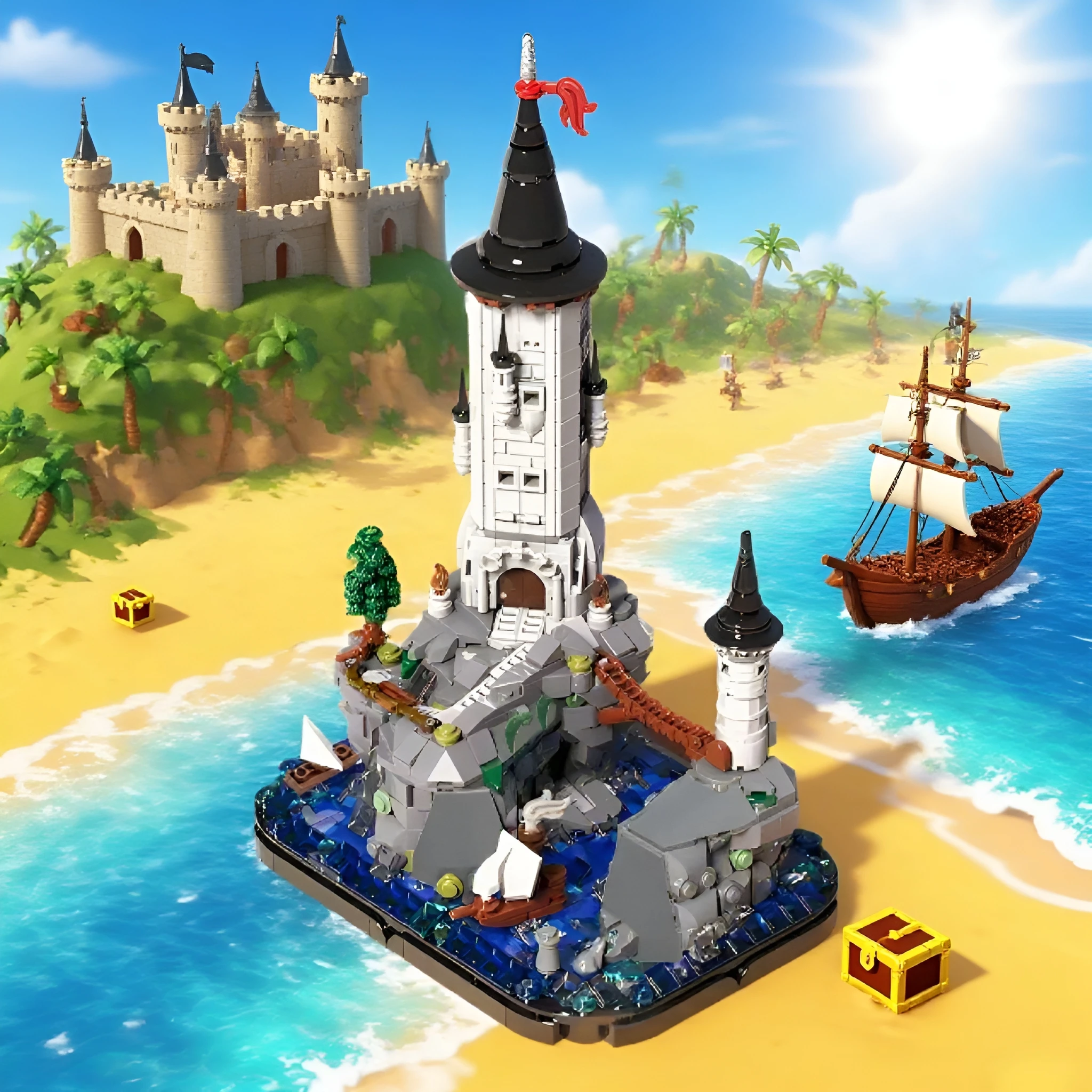 1327 個クリエイティブエキスパート MOC 灯台ビルディングブロックセット漁師島タワー建築モデルレンガ組み立てるおもちゃギフト