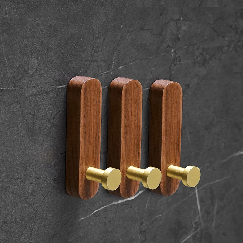 KK&FING New Black Walnut Coat Hooks Wall Hanging Bathroom Hooks For Towel And Coat Wooden Hooks Decorative Wall Hanger Hooks