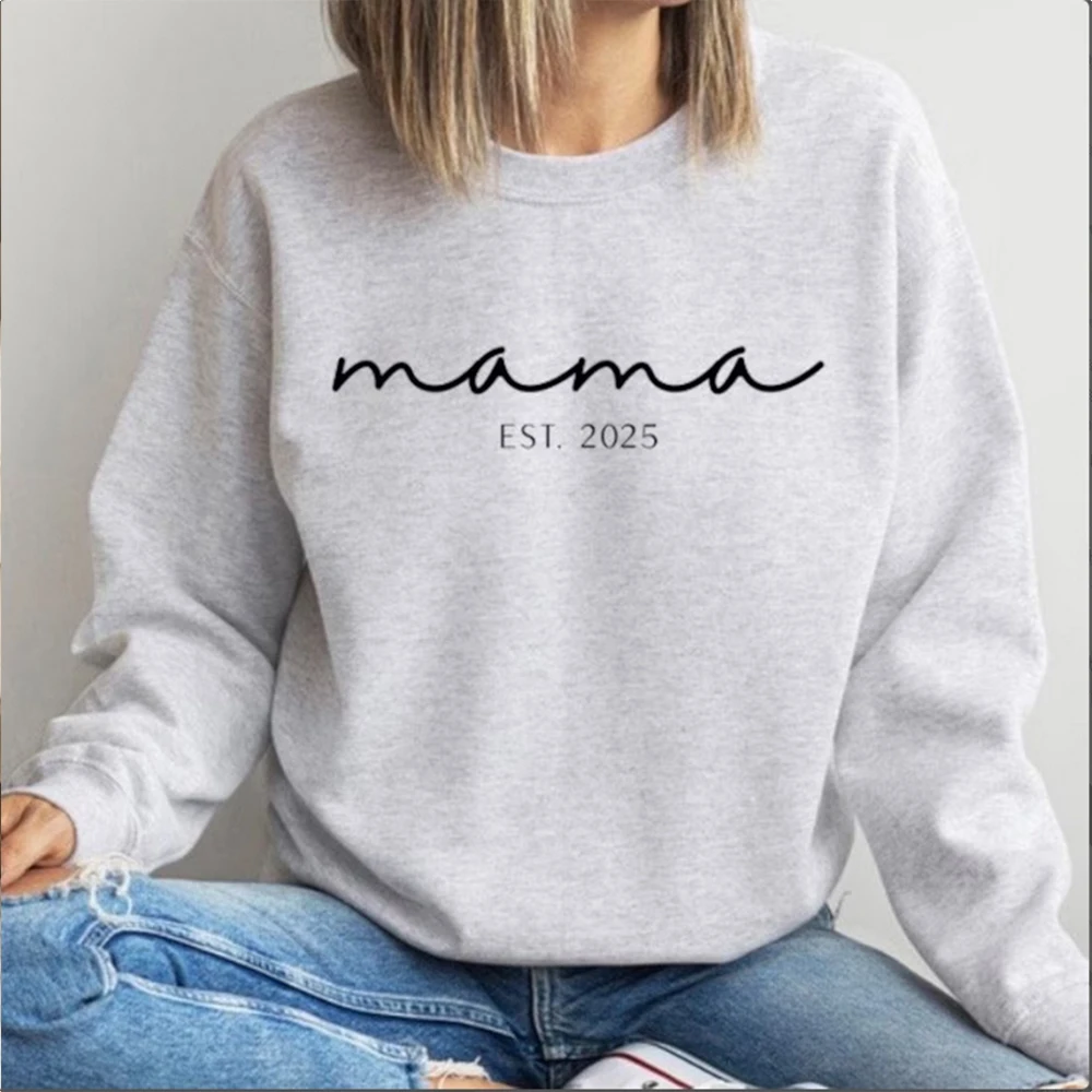 Mama Est. 2025 Sweatshirt Sweatshirts for Expecting Mothers 2024 Cute New Mother Gift Idea Pregnancy Announcement Women Clothes