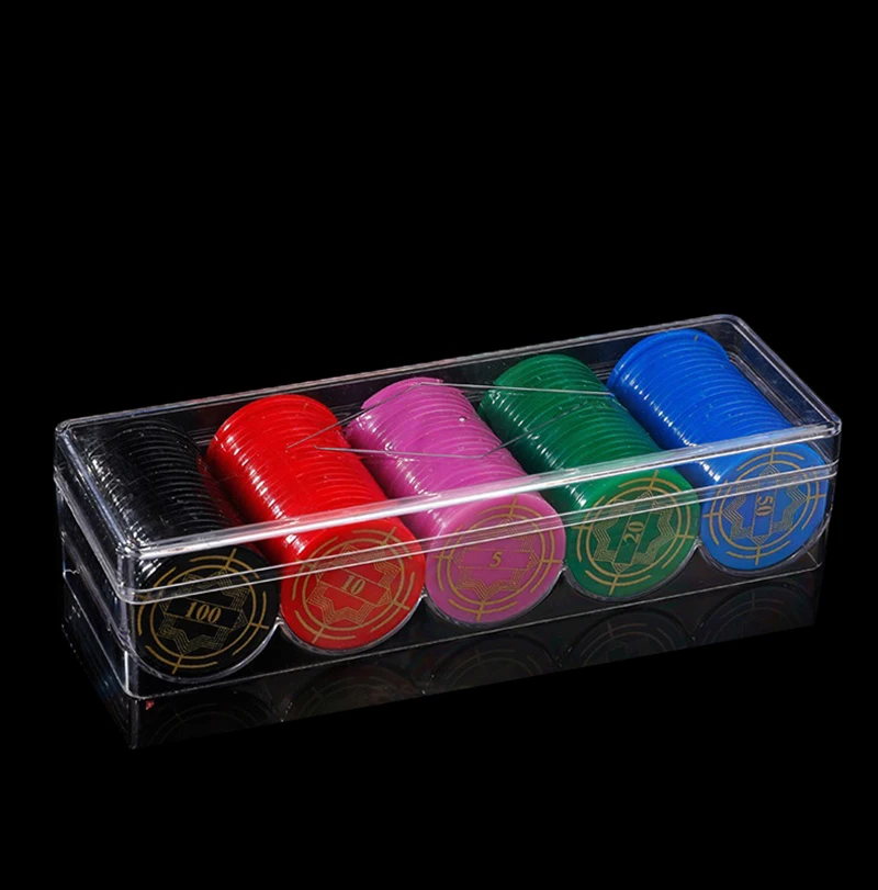 Durable Clear Acrylic Poker Chips Tray 5 Rows/100 Chips Case Box Holder Collectibles Craft Professional Casino Game