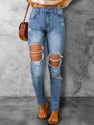 Pocket Design Ripped Cutout Jeans