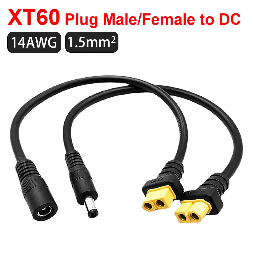 XT60 Plug Male/Female Cable Wire to DC 5.5*2.1mm 5.5*2.5mm 14AWG Connector Battery Charging Adapter Cable For RC Battery Charger