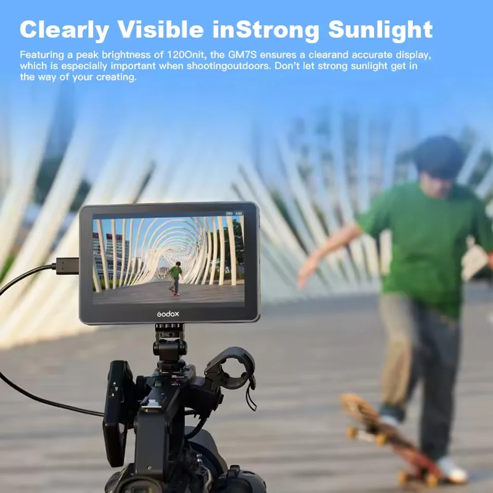 Godox GM7S 4K HDMI 7 inch Ultra Bright Camera Monitor with REC.709 Color Calibration Support Custom 3D LUT Silent Fanless Design