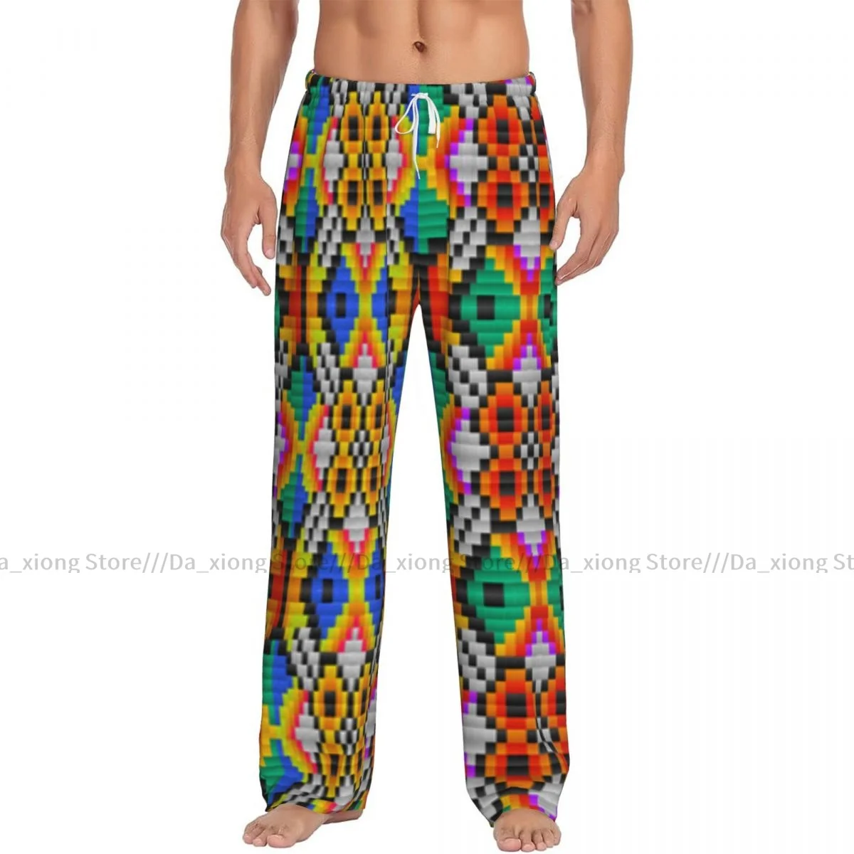 Men's Casual Pajama Sleeping Pants Mexican Ethnic Tribal Pattern Lounge Loose Trousers Comfortable Nightwear