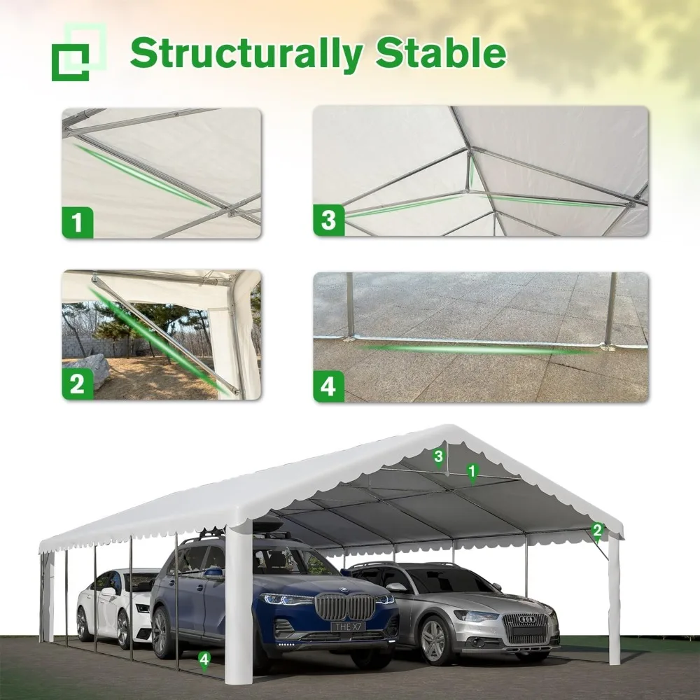 20’ x 32’ Outdoor Heavy-Duty Party Tent Upgraded Galvanized Gazebo Wedding Canopy Big Tents with 3 Storage Bags Event Shelter