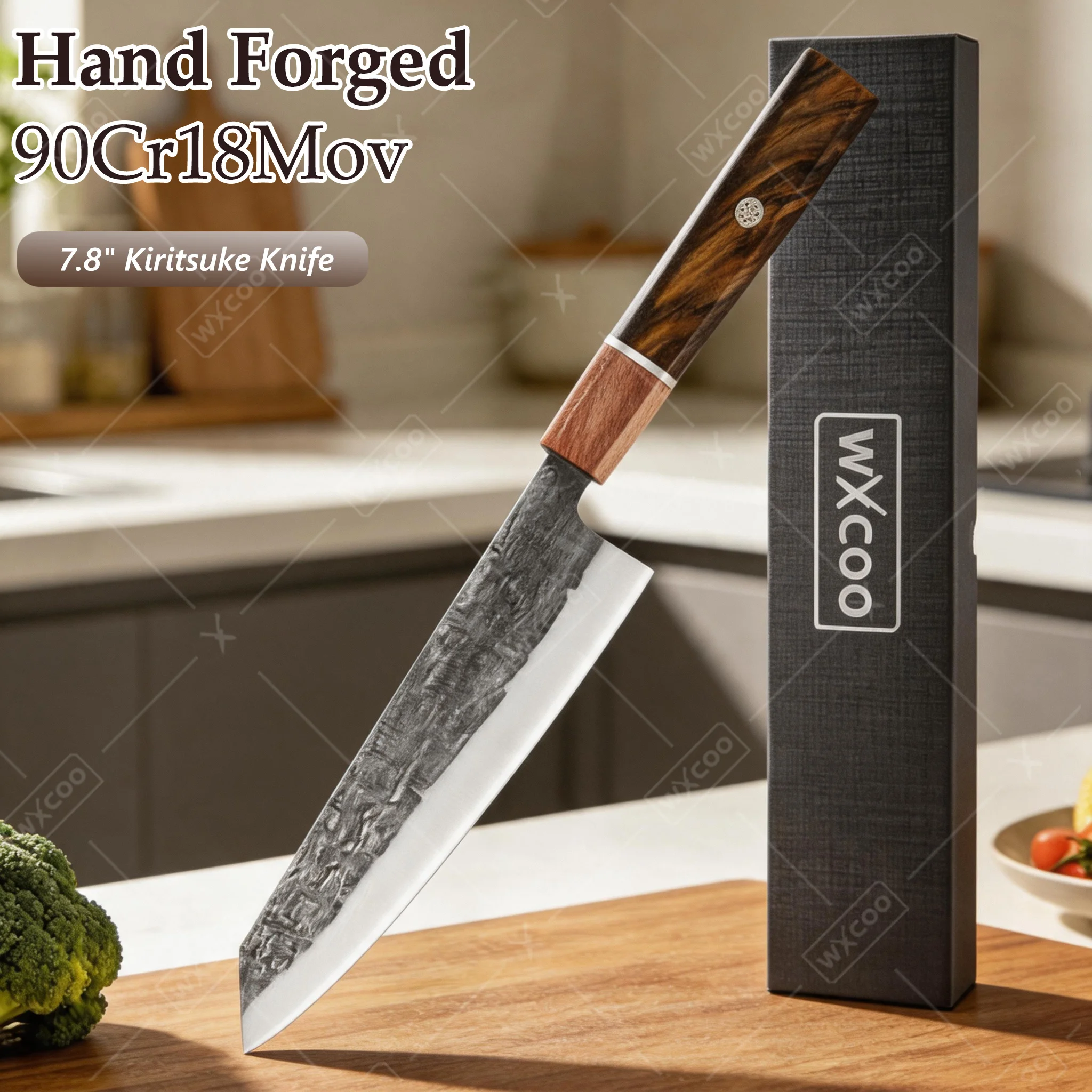 Image of WXCOO Japanisches Kiritsuke-Messer Handgeschmiedetes Kochmesser Fleischbeil Santoku Sashimi Handgefertigte Klinge Küchenzubehör Kochutensilien