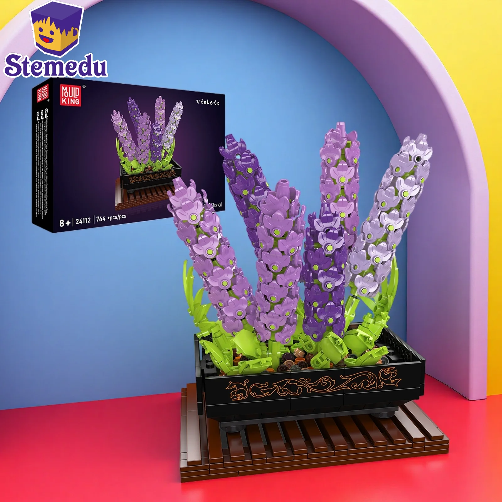 

MOULD KING 24112 Violet Flower Bouquet Potted Plant Model Building Blocks 744pcs Toys for Girlfriend Birthday Xmas Gift