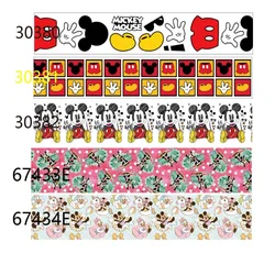 5Yards Disney Mickey Mouse Grosgrain Ribbon Summer Ribbons for Hairbows Gift Packaging Decoration Accessories