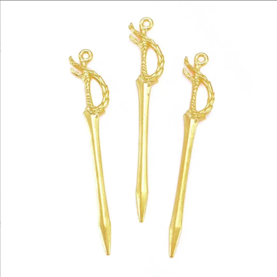 10pcs  70*11mm Alloy Antique Knight Sword Charms for Jewelry Making DIY Handmade Weapons Personality Necklace Pendant F0278