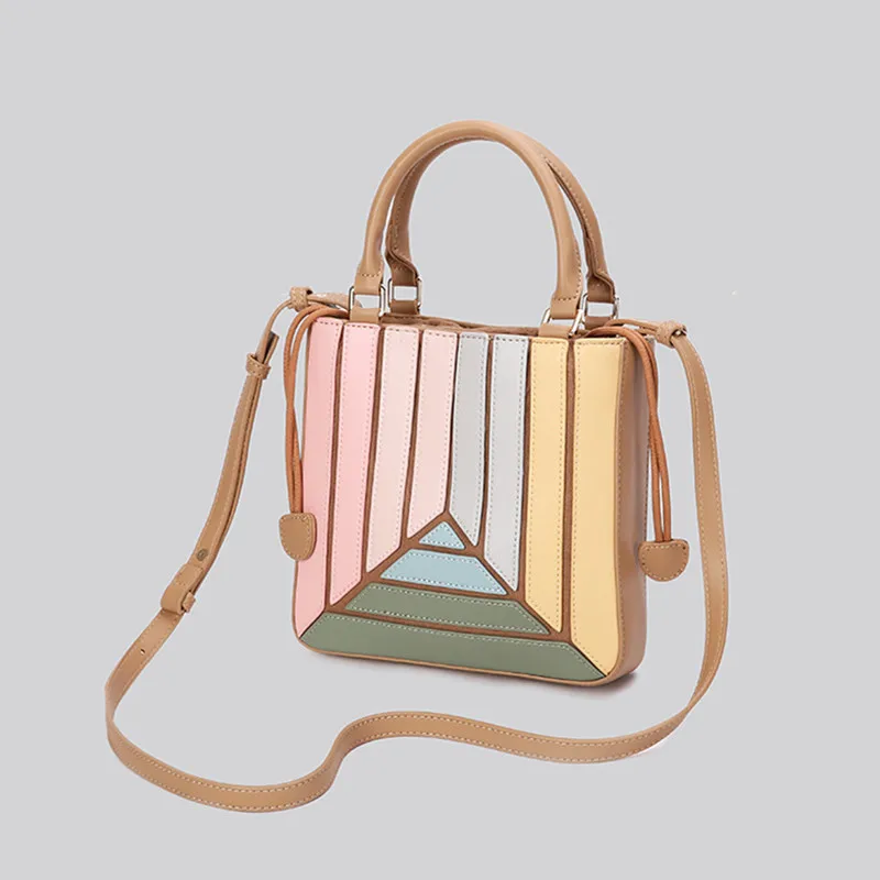 

New Brand Design Panelled Women Handbag Luxury PU Leather Female Shoulder Messenger Bag 2025 Fashion Fold Ladies Party Totes