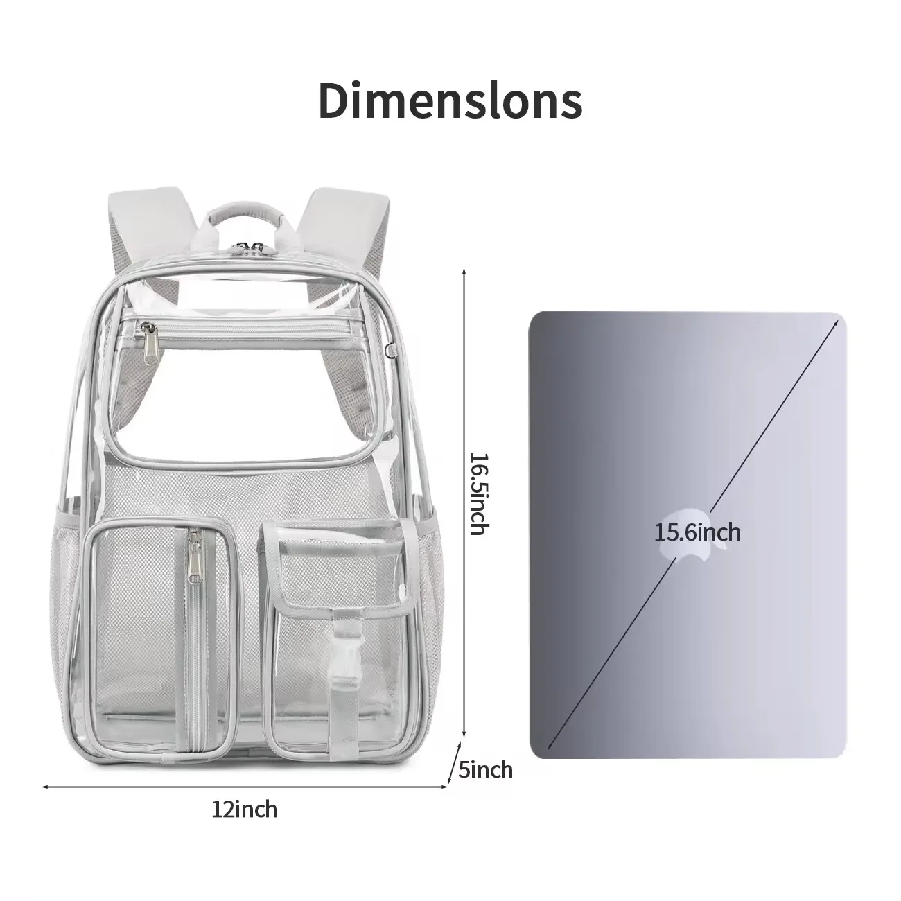 AOK Fashion Gray Transparent Jelly Backpack Student Lightweight Women Backpack Ladies Casual Simple Backpack School Bags College