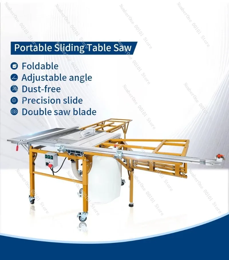Folding Portable Woodworking Table Saw,Horizontal Sawmill for Plywood and Timber Cutting,Easy to Move and Operate