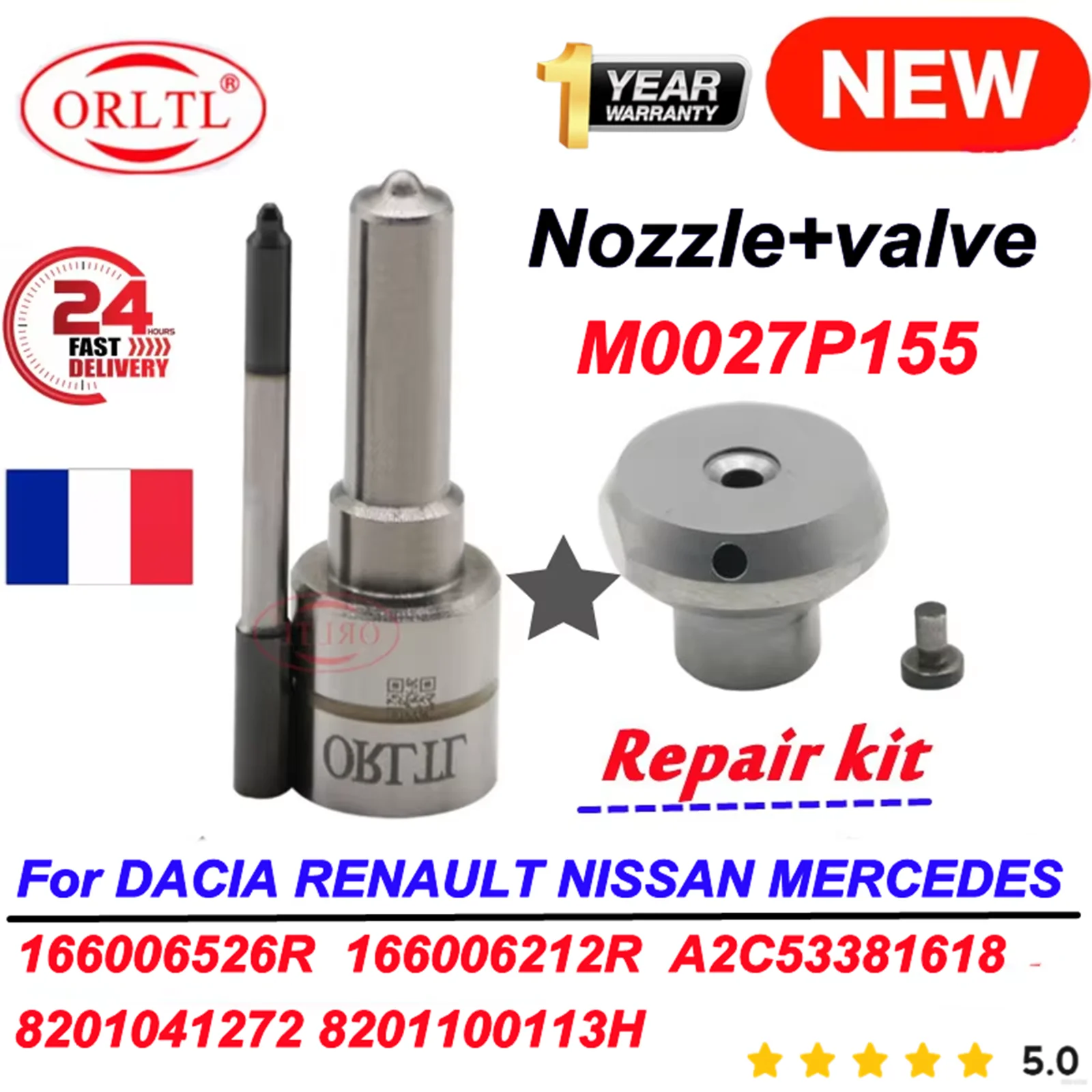 

Diesel Repair Kits M0027P155 +Valve Injector 166006526R 166006212R A2C53381618 8201041272 8201100113H For DACIA RENAULT NISSAN
