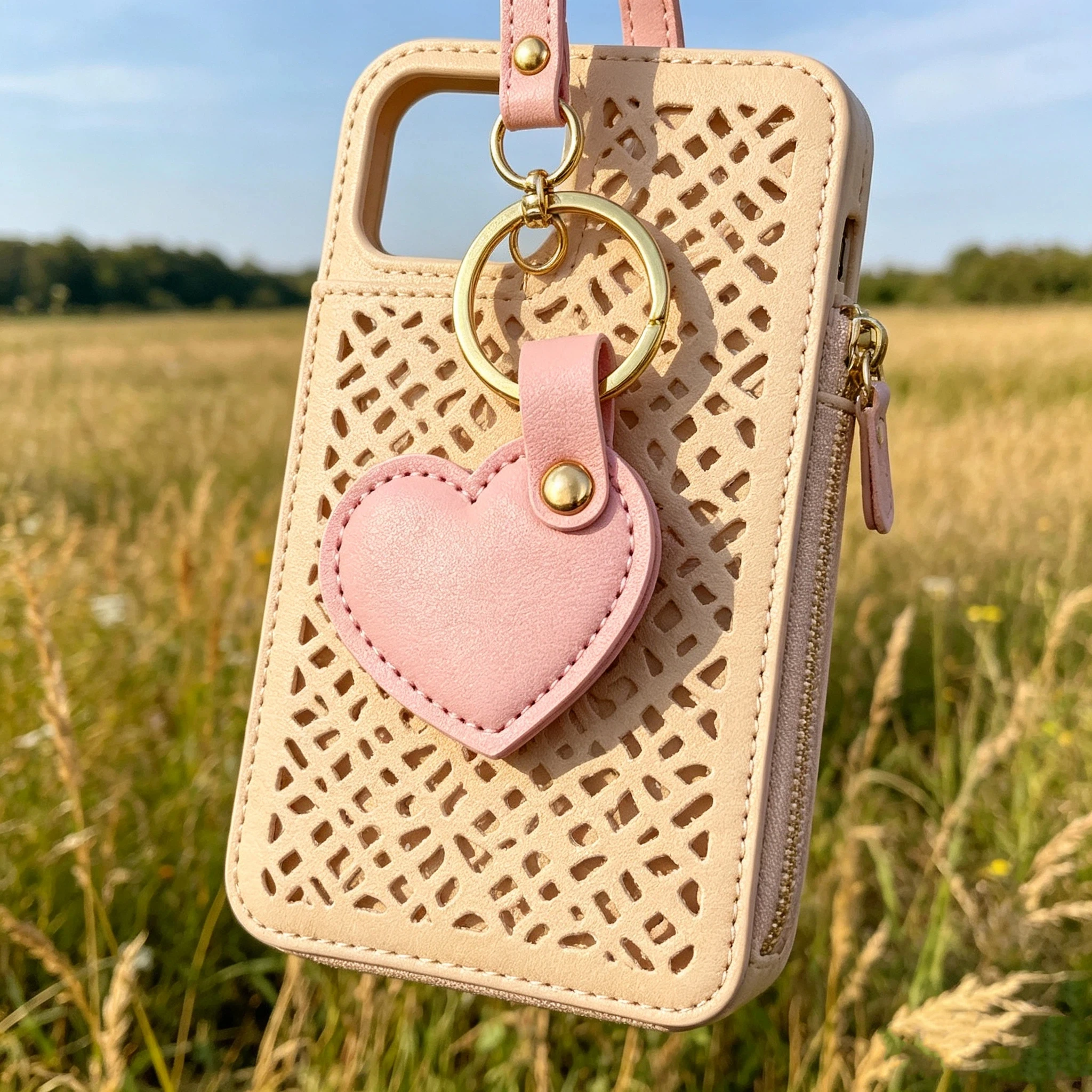 Leather Heart Keychain Pendant Creative Colorful Fresh And Simple Packaging Keyring Leather Shaped Delicate Chain Accessories