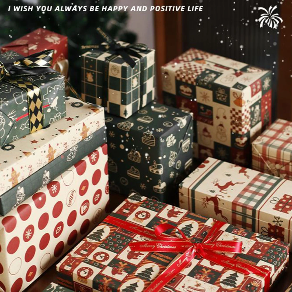 Green Series Wrap Premium Christmas Wrapping Paper Festival Wrapping Paper Patterned Gift Wrap Paper For Weddings Celebrations