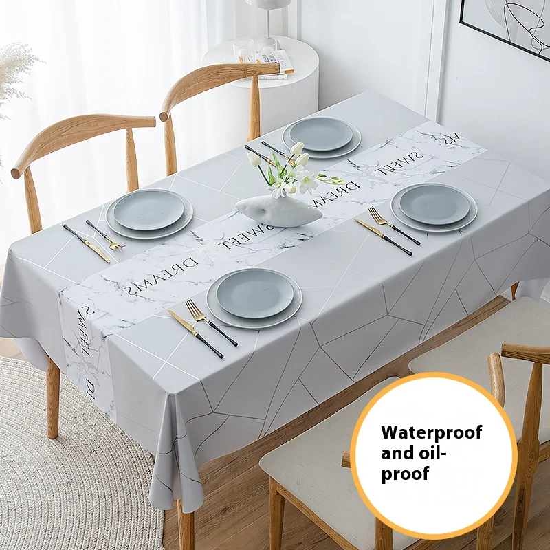 

Tablecloth waterproof and oil-proof leave-in fabric desk ins wind dining rectangular pvc coffee table household Nordic