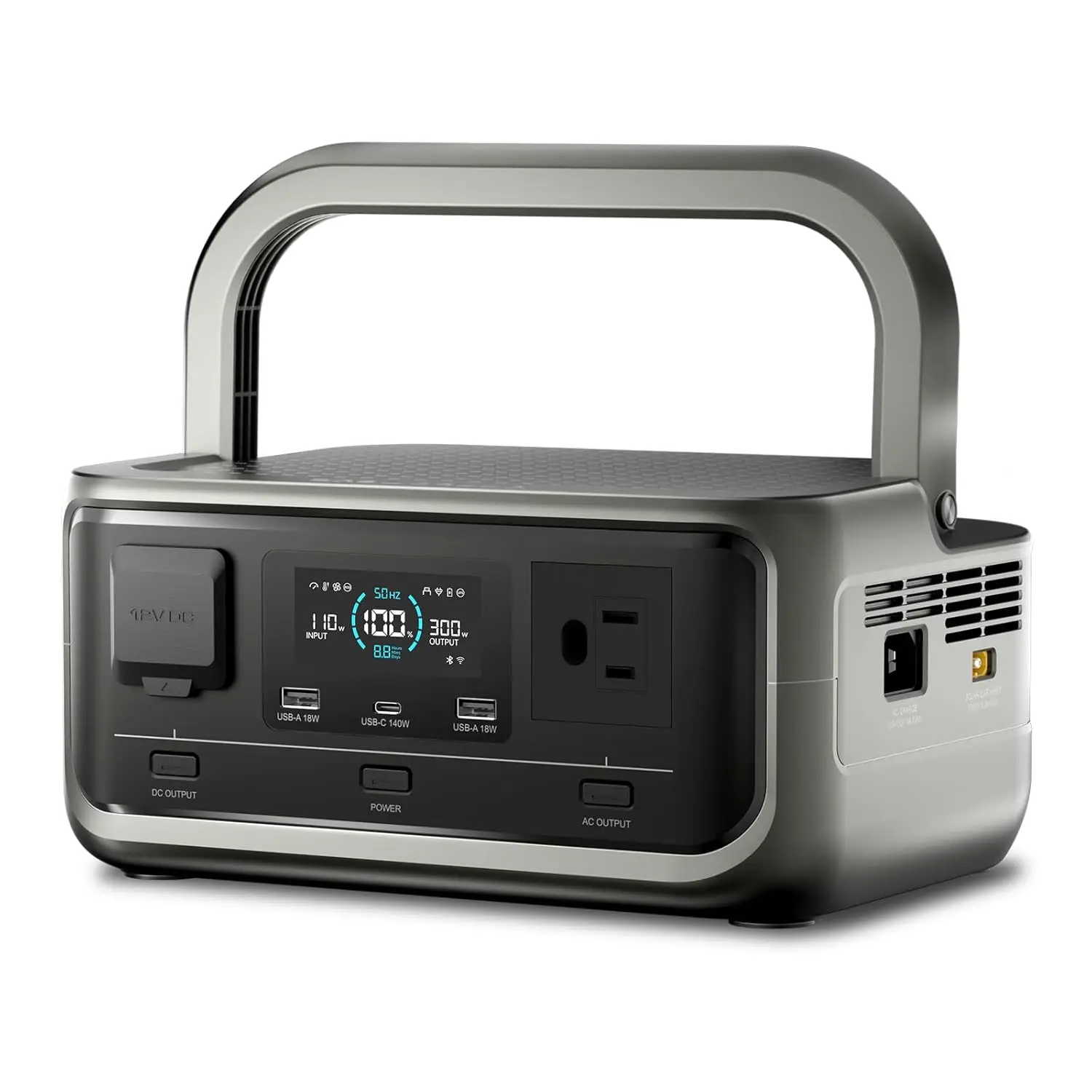 

P300 Portable Power Station 256Wh, 300W (Peak 600W) LiFePO4 Battery Solar Generator, 110W Solar Input, 100W USB-C, 12V, Custom