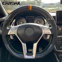 CARDAK Black Leather Carbon Fibre Leather  Car Steering Wheel Cover for Mercedes Benz A-Class 2013-2015 CLA-Class 2013 C-Class