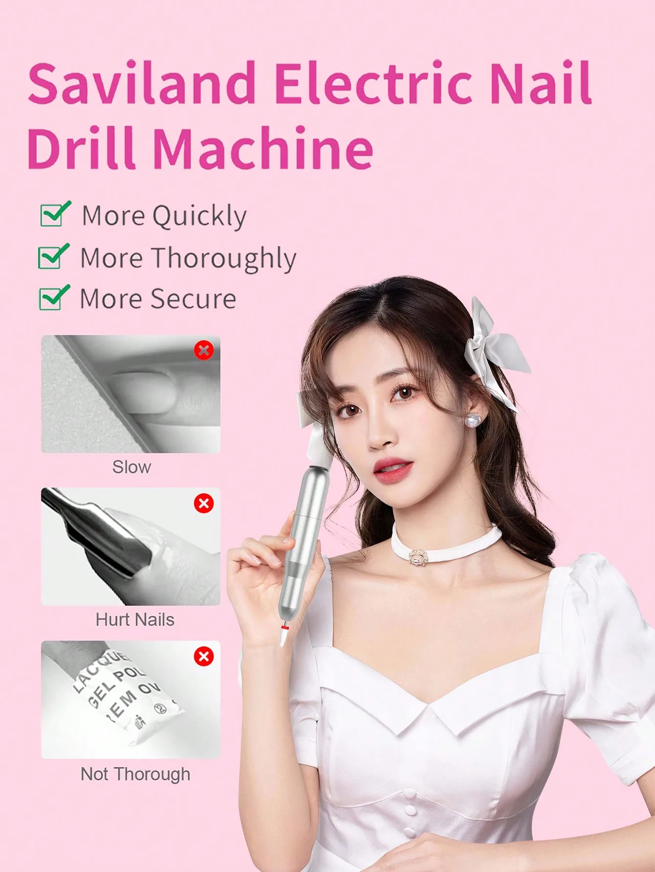 네일 드릴 비트와 스크럽 링이 포함된 전기 네일 드릴 세트 살롱 및 가정용 휴대용 USB 전원 구동 네일 머신 키트