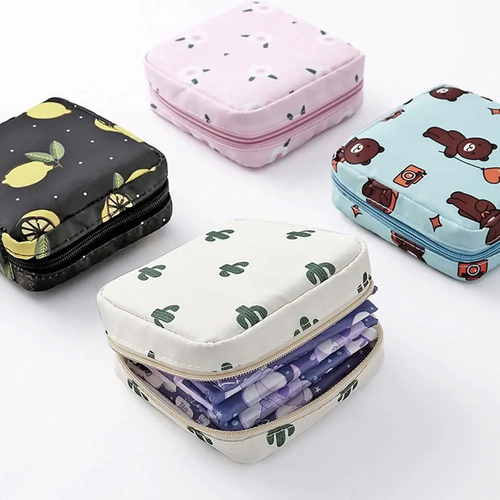 NEW portable women\'s sanitary pads, sanitary tampons, storage style waterproof storage bag, cartoon pattern sanitary pad bag