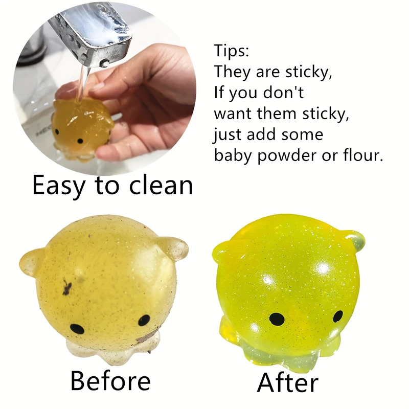 Jouets Squishy Mochi à paillettes Jumbo multicolores, balles anti-Stress, animaux marins mignons, jouet sensoriel à presser pour adultes et enfants