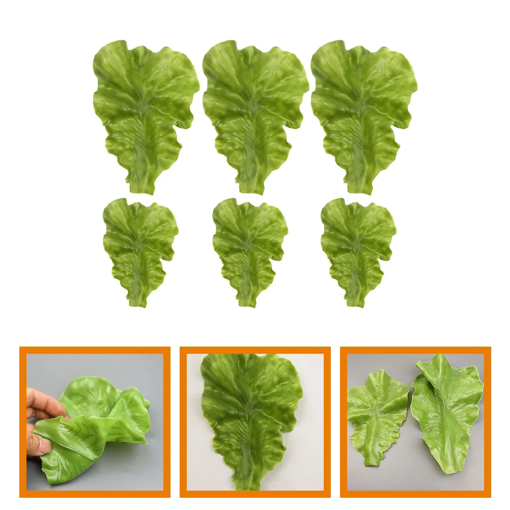 

6 Pcs Simulated Vegetables Models Simulation False Lettuce Leaf Leaves Photography Prop Pu Artificial Decors Decorative Fake