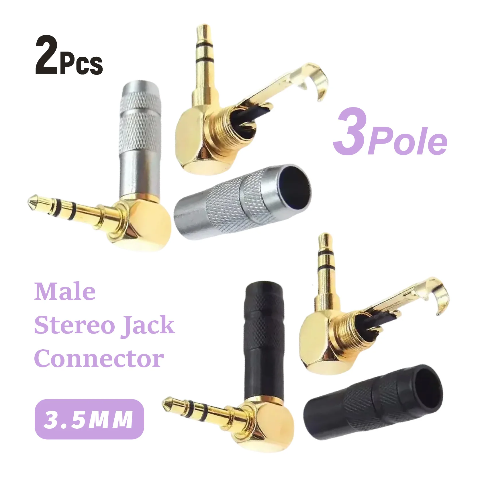 

Прямоугольный позолоченный 3,5 мм для пайки, 3-полюсный разъем для наушников, аудиоразъем для электроники