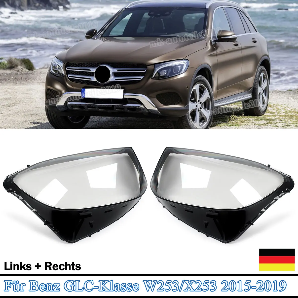 Image of Ein Paar Scheinwerferlinsenabdeckungen für Mercedes Benz GLC-Klasse W253 GLC300 GLC43 GLC63 2016-2019 AMG Frontlampenschirm