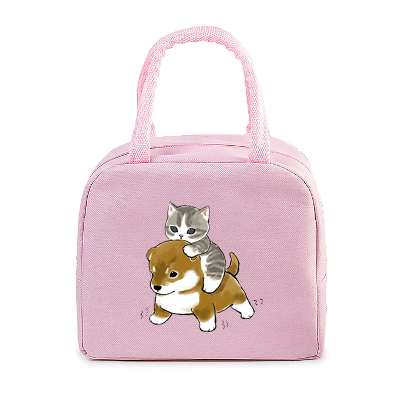 Borsa per il pranzo per donna uomo isolata portatile Cartoon Comic Cats Series multifunzionale Bento Bag Thermal School Food Kids Handbag