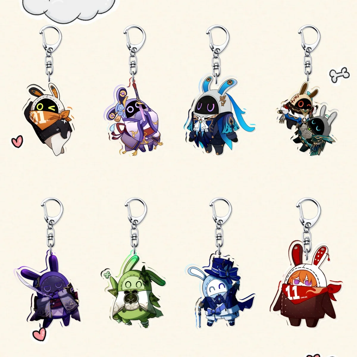 New Hot Game Zenless Zone Zero The BangBoo xiao Yae Miko Furina Tartaglia Kafka Keychains Pendant Car Key Chain Fans Gifts