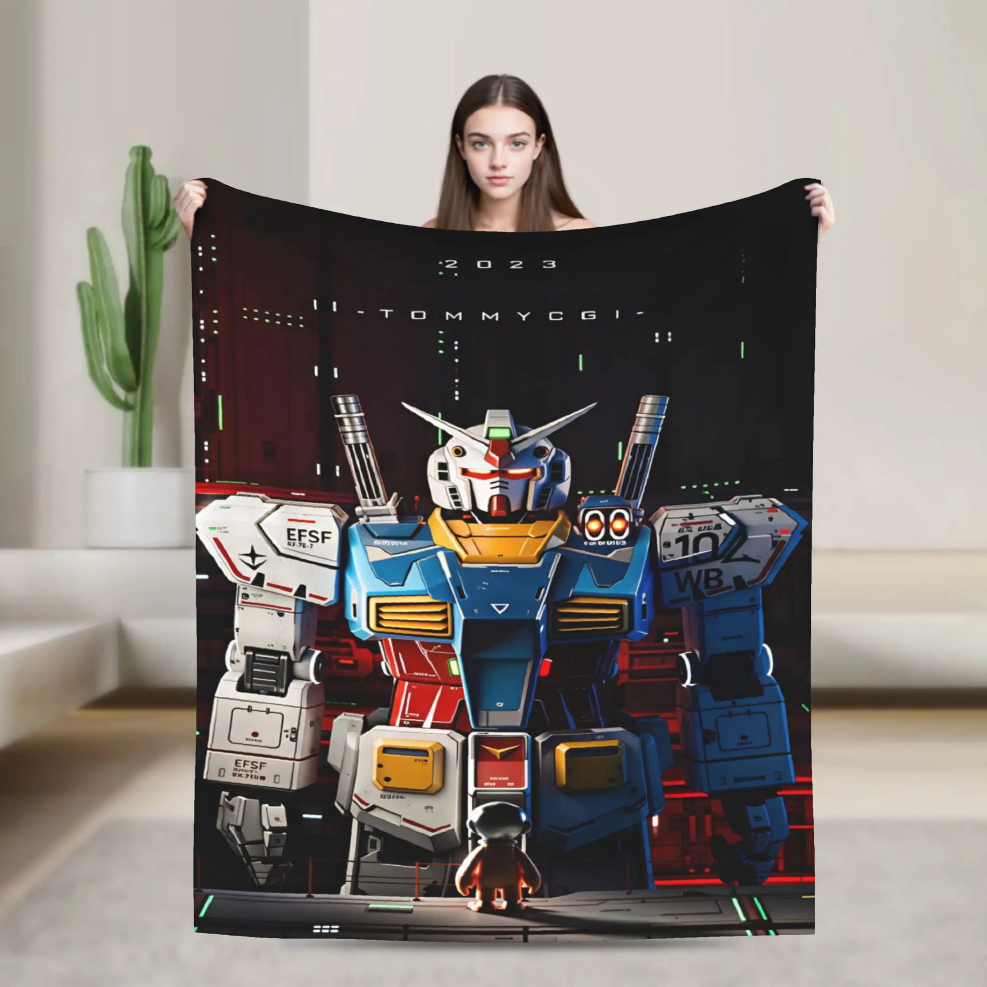Mobile Suit Gundam Flannel Blanket  Warm Soft Bedding Throws for Home Decor Decorative Novelty Bedspread Sofa Bed Cover