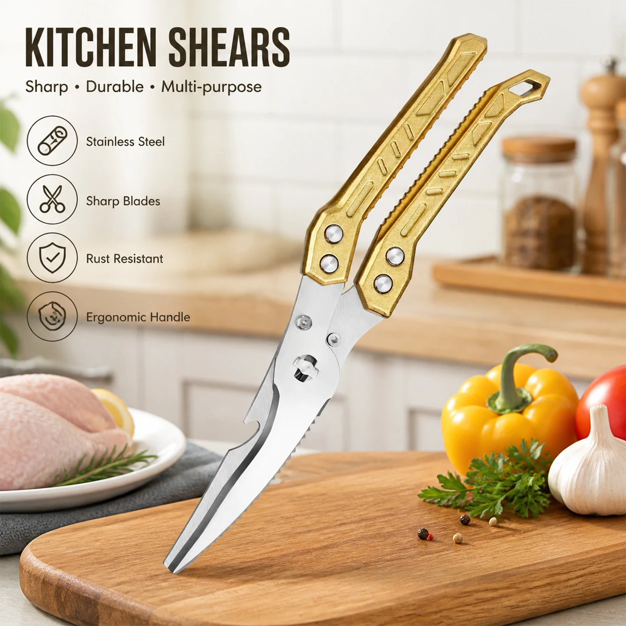 Kitchen Scissors Stainless Steel Heavy Duty Kitchen Shears for Poultry Fish All Purpose Chicken Bone Scissor Kitchen Accessories