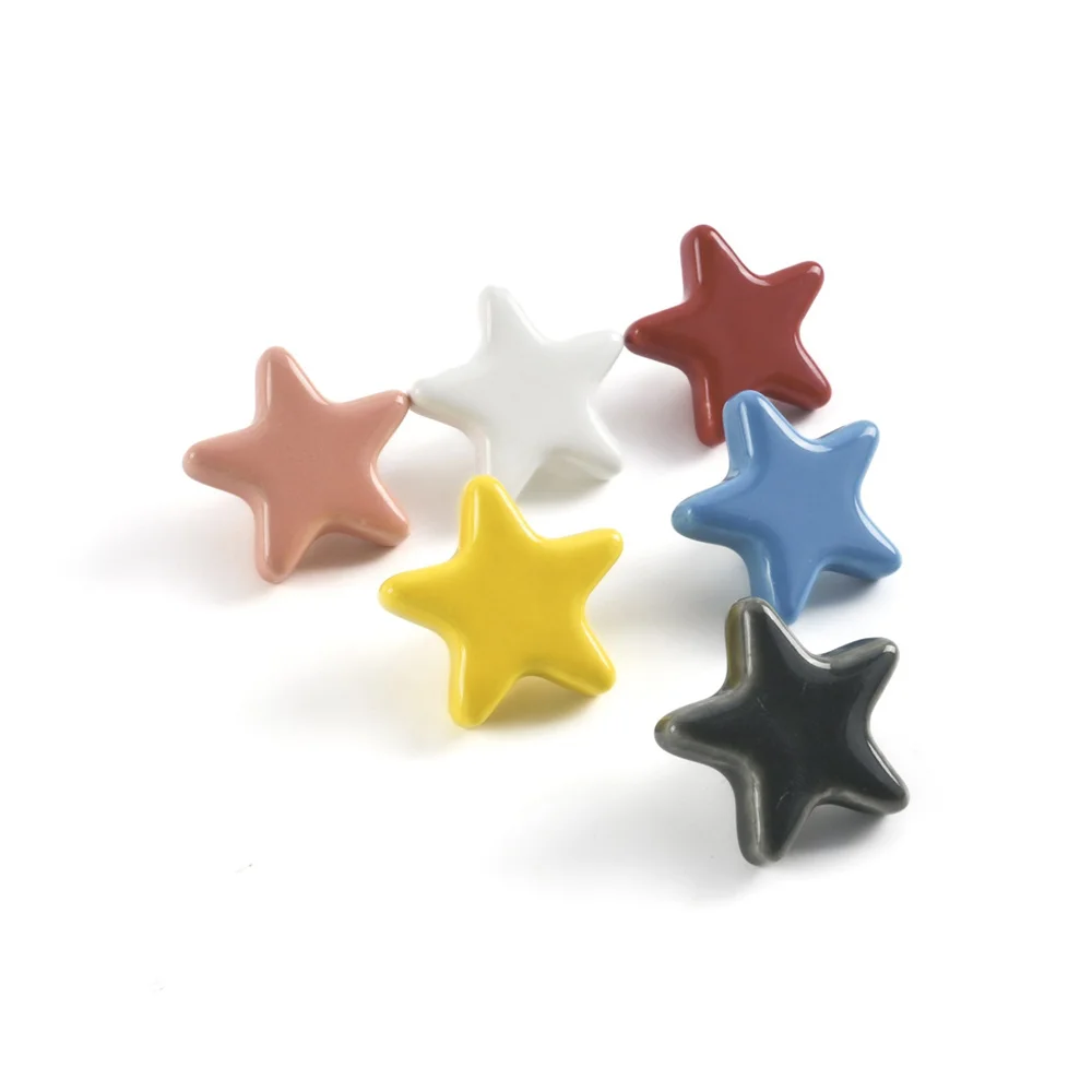 Cabinet Knobs and Handles Colorful Five-pointed star Drawer Closet Handles Kids Room Furniture Handle Door Hardware