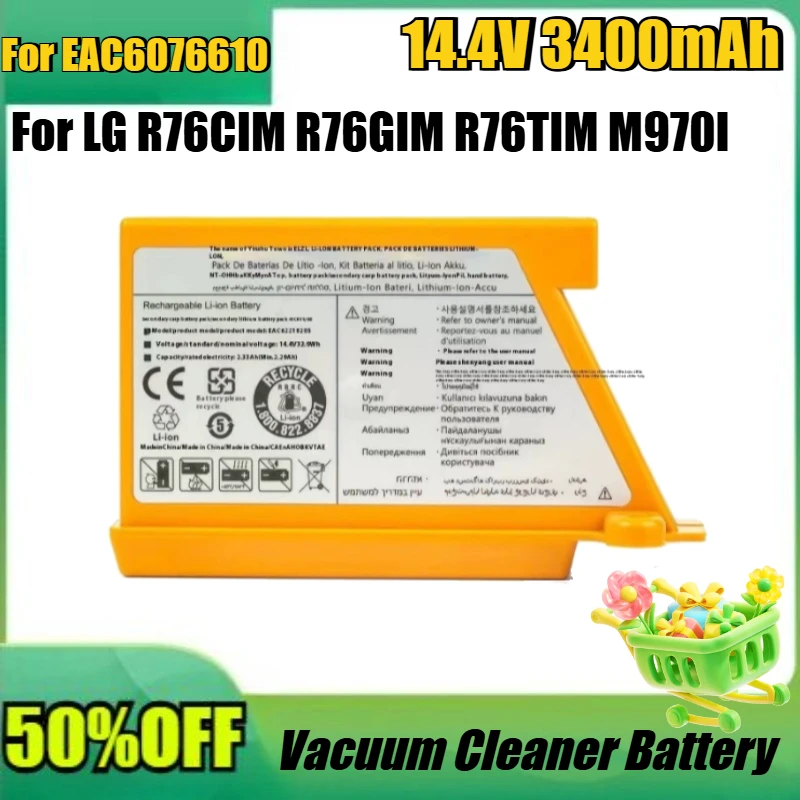

New 14.4V 3400mAh High Quality Battery for LG R76CIM R76GIM R76TIM M970l Vacuum Cleaner Lithium Battery EAC6076610