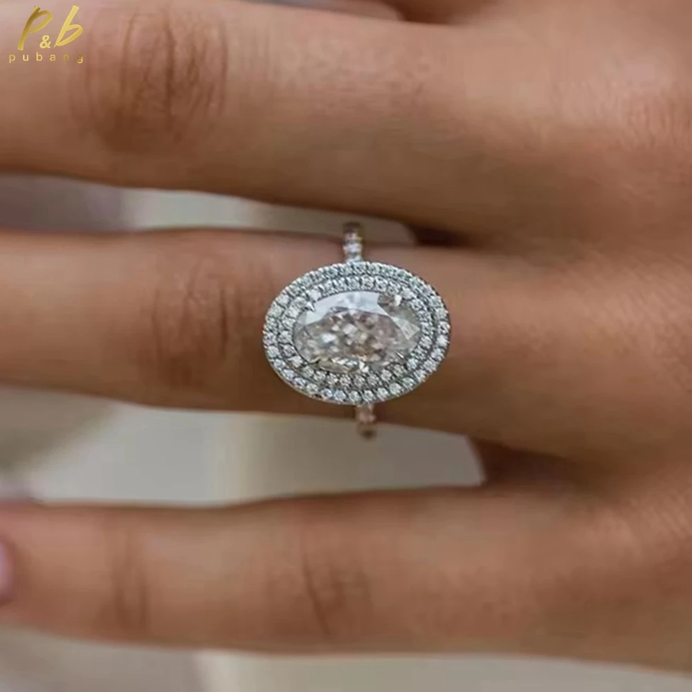 

Кольцо PuBang Sparkling 3EX VVS1 D с бриллиантом из муассанита для женщин, 5 карат, овальное кольцо из чистого золота 18 карат, свадебные ювелирные украшения