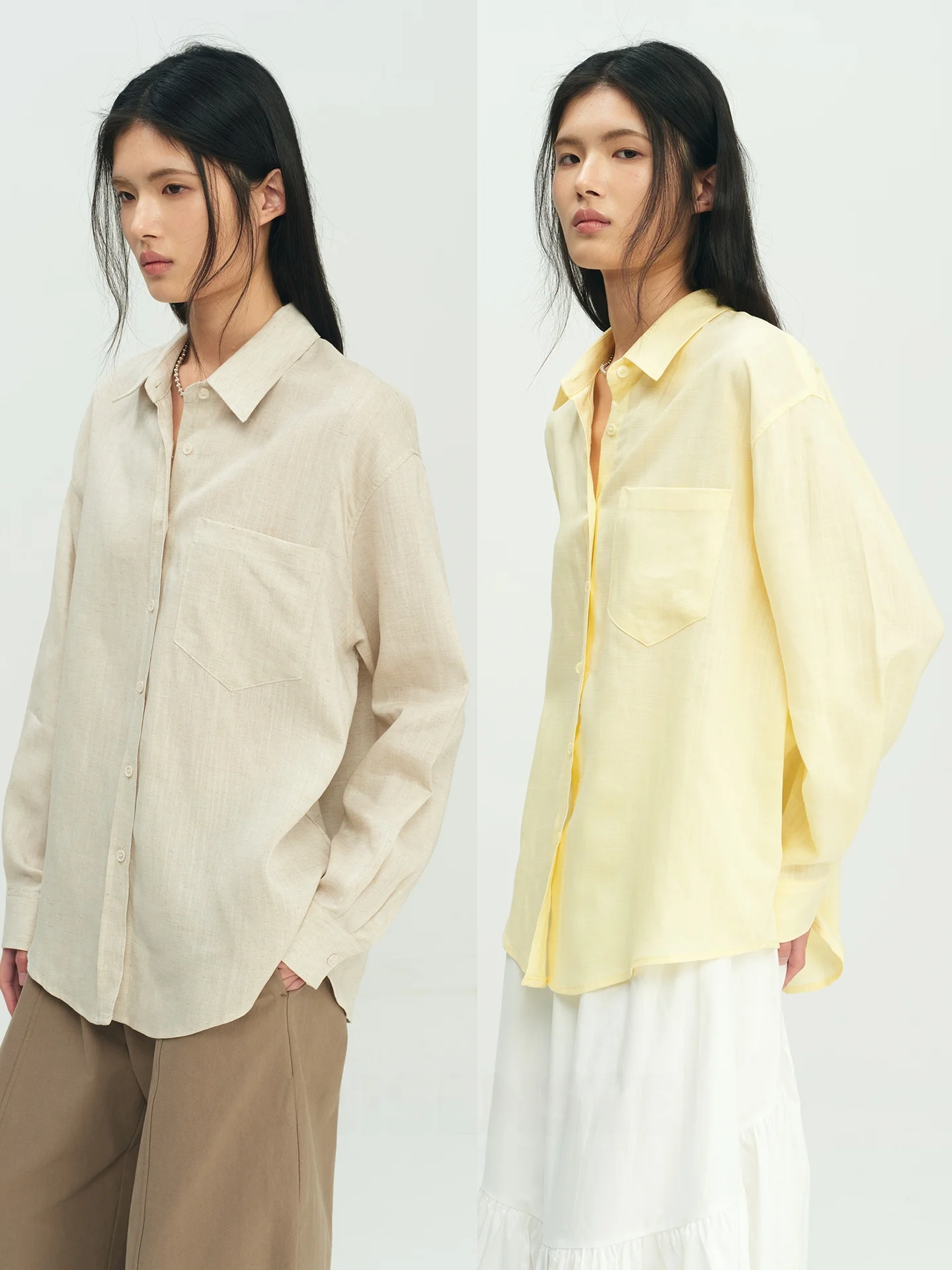 

Женская льняная рубашка YIISENSEE с воротником, длинным рукавом, в повседневном стиле, немнущаяся, дышащая, для весны и осени, свободного кроя, для офиса и повседневной носки