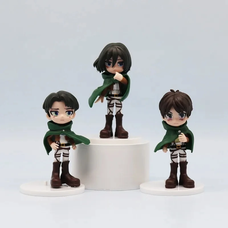 6 pçs/set Attack on Titan Anime Eren Levi Hange Zoe Erwin Smith Mikasa Ackerma PVC Action Figure Modelo Toy
