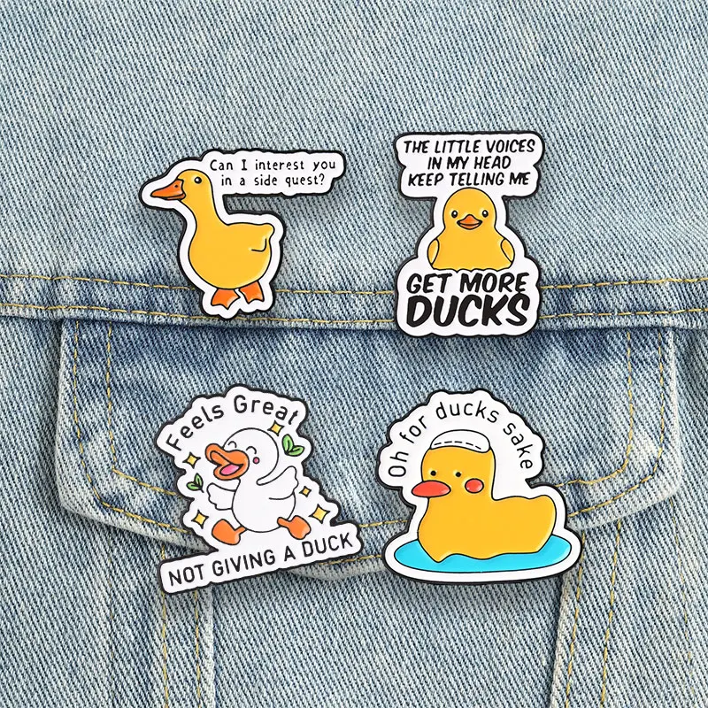 Funny Duck Pun Badges Feels Great Not Giving A Duck Enamel Pin Cartoon Animal Goose Duckling Brooch Accessories Decor Gift