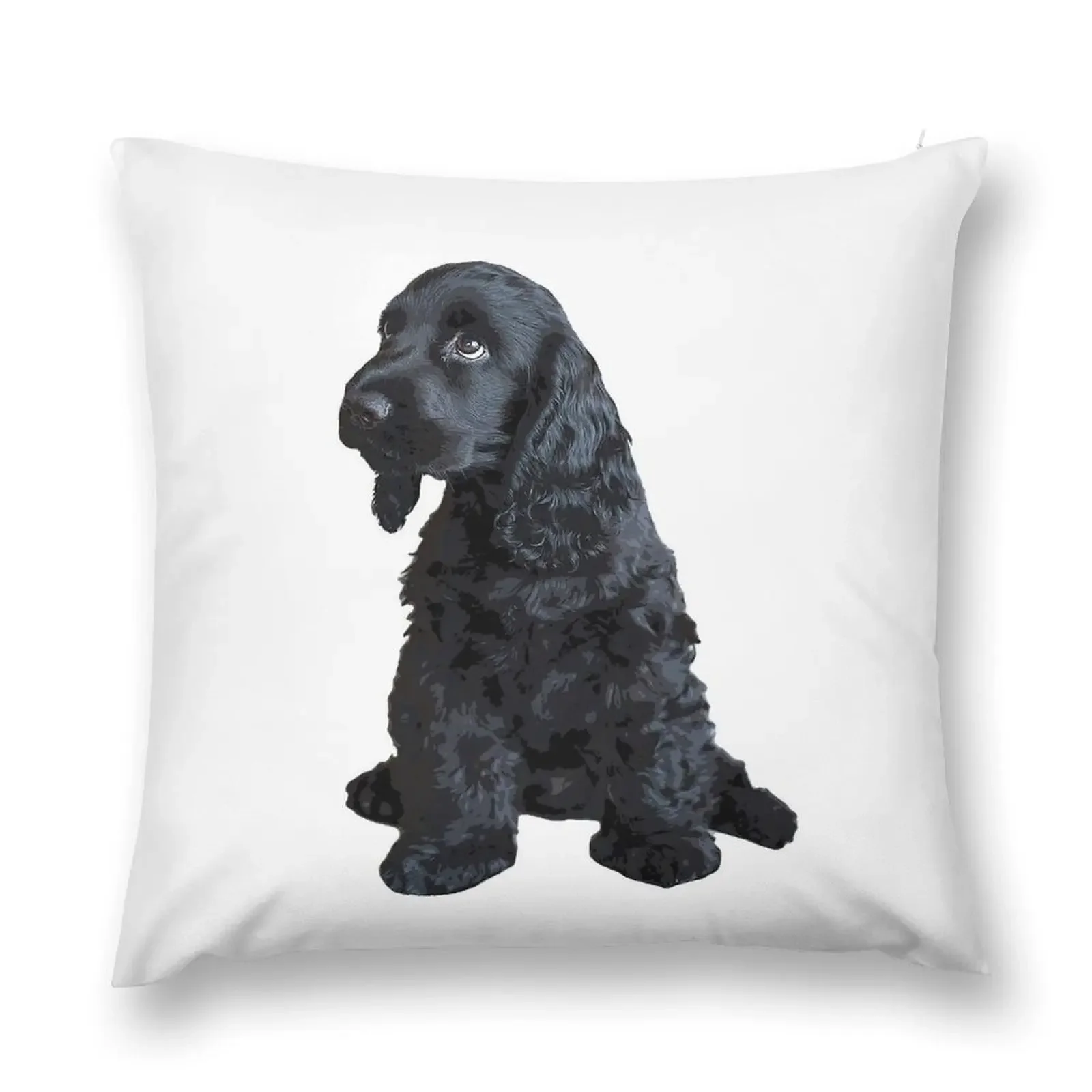 English Cocker Spaniel Cute Black Puppy Dog Throw Pillow Embroidered Cushion Cover Throw Pillow Covers pillow