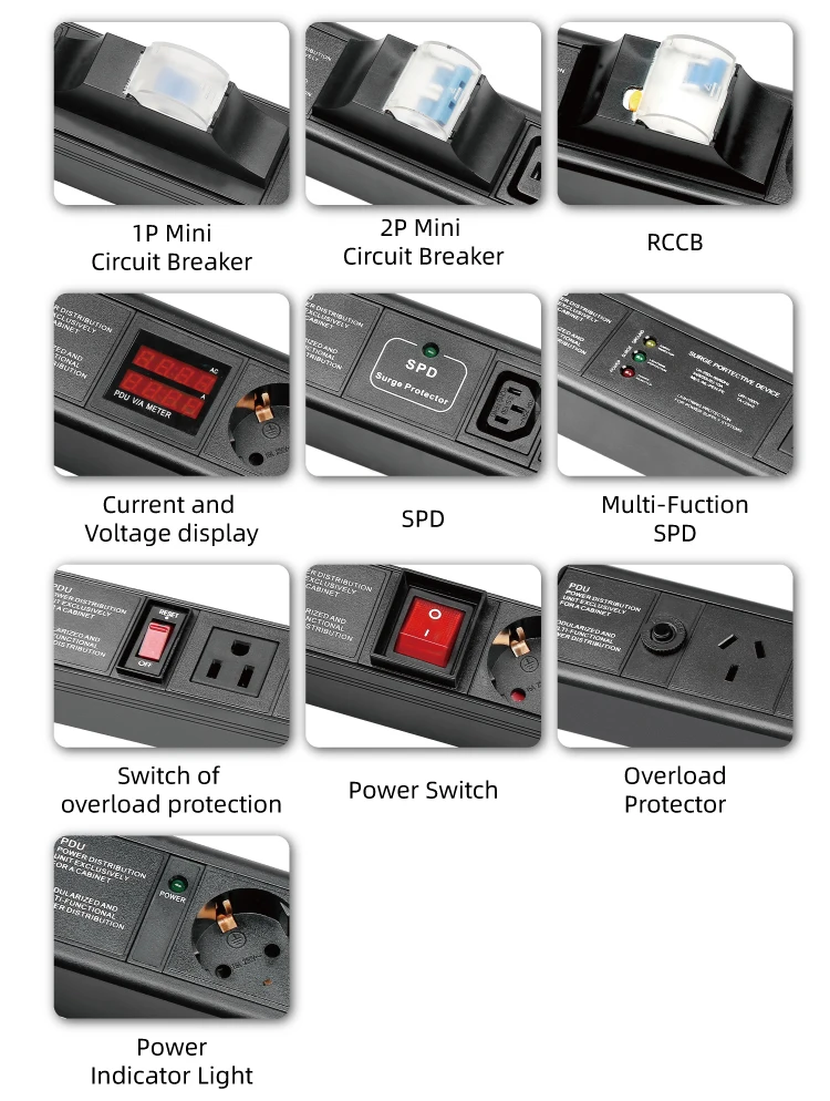 GWGJ OEM 380V 415V 433V 15 Ports C13 Outlets Power Distribution Unit PDU Sockets for Rack Mount