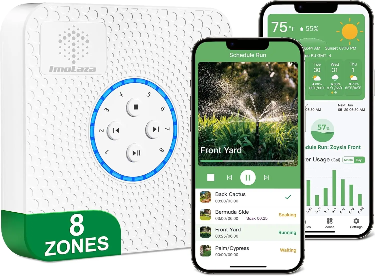 

Smart Sprinkler Controller Master: 8 Zones WiFi Irrigation Controller with Automated Watering and App