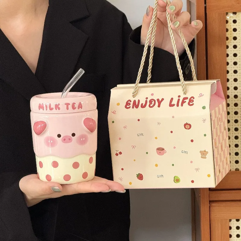 

Charming Cartoon Milk Tea Cup - Perfect Birthday Gift for Girls, Boys, Couples Practical Home Decor for Sweetheart, Friends