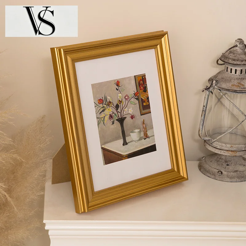 Square 5-inch 6-inch 7-inch 8-inch 10 Inch Photo Frame Desktop Home Decoration Luxury Light Golden Photo Frame Display Platform
