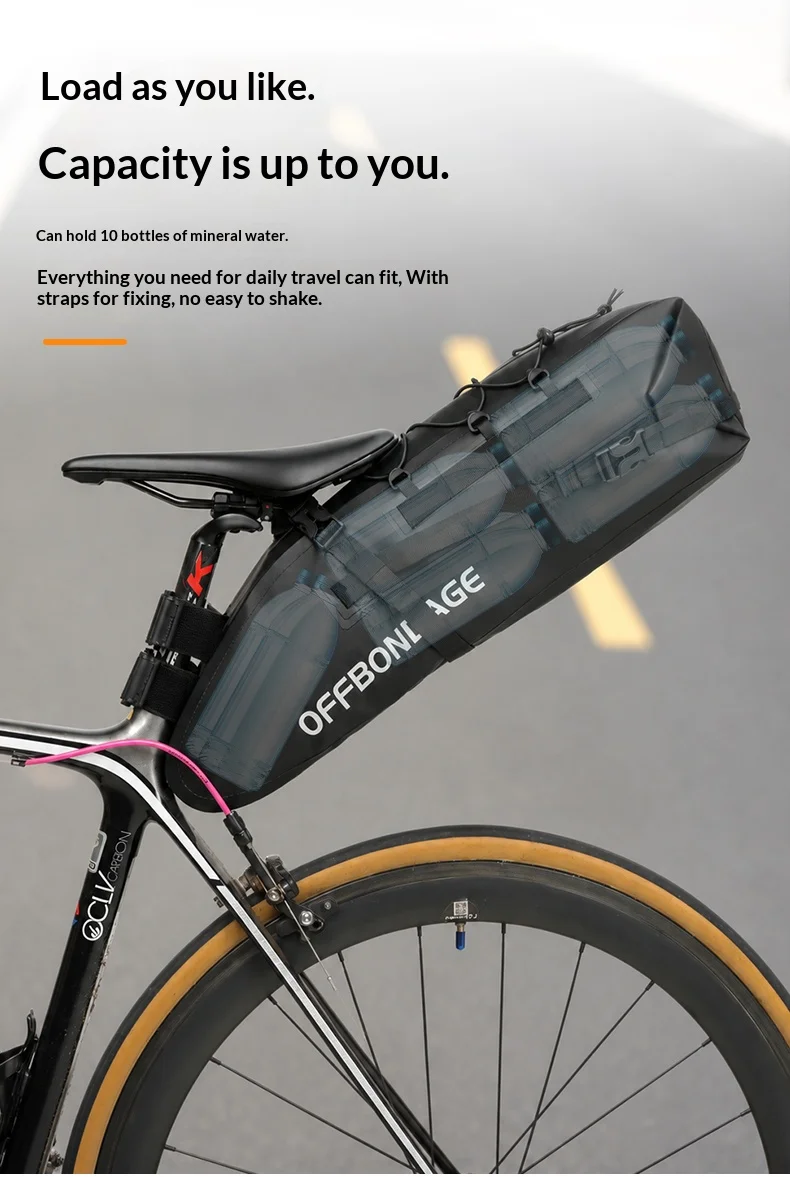 OFFBONDAGE 20L Wasserdichte Fahrradtasche Große Kapazität Fahrrad-Satteltasche Radsport-Hecktasche MTB Faltbare Gepäcktasche Rennrad-Tasche – Detail 3
