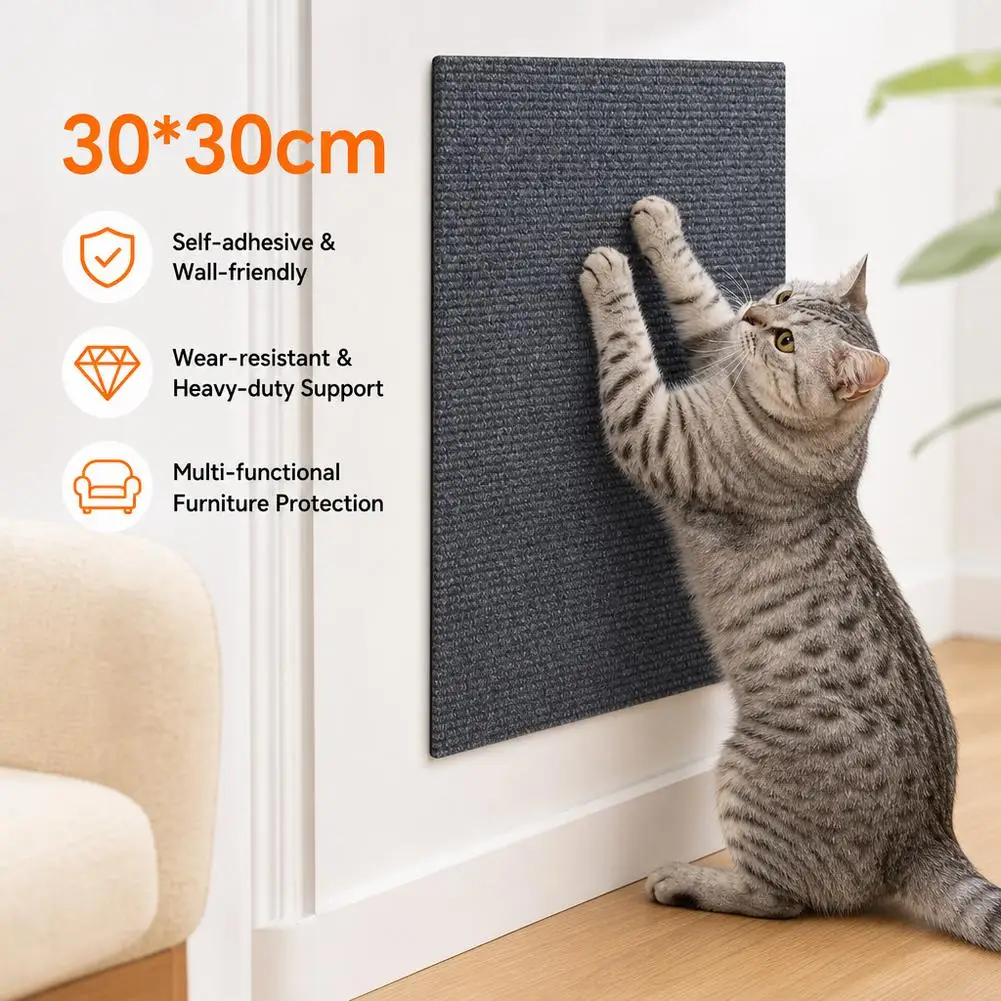 Cat Scratcher Mat Self Adhesive Wall Couch Sofa Furniture Protector Wear Resistant DIY Trimmable Kitten Scratching Carpet