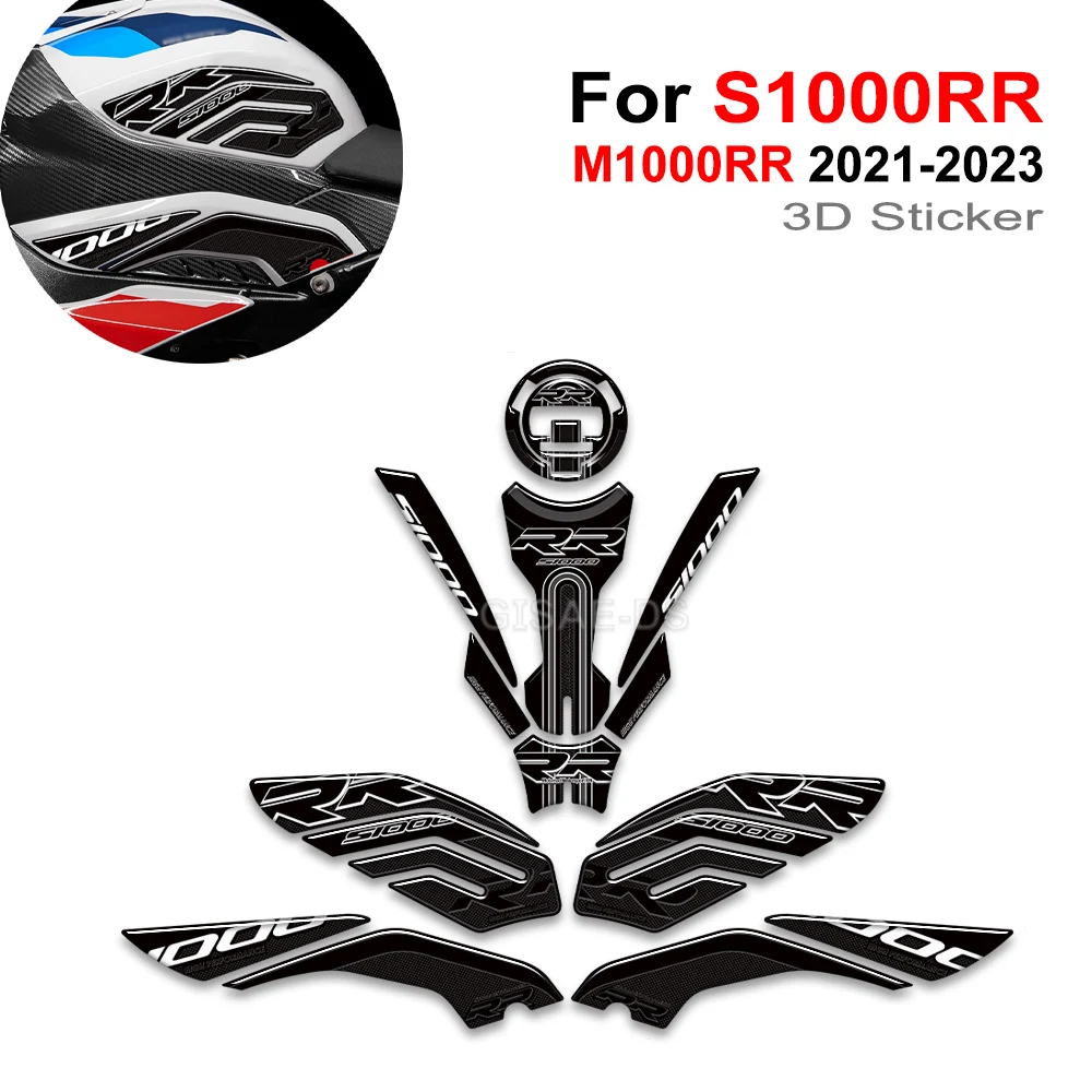 For BMW S1000RR S1000 M M1000RR 2021 2022 2023 Motorcycle Protector Decals 3D Oil Fuel Tank Pad Protector Sticker Set  ﻿